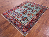 Blue Turkmen Ersari Hand Knotted Wool Rug - 4' 11" X 6' 10" - Golden Nile