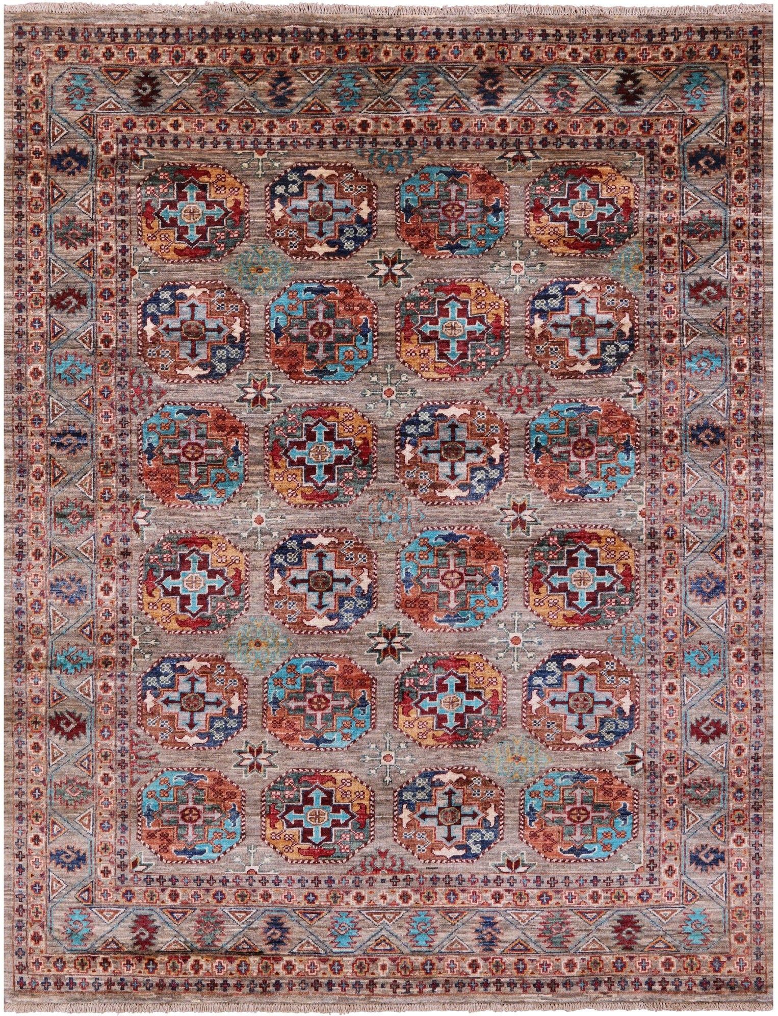 Turkmen Ersari Hand Knotted Wool Rug - 5' 0" X 6' 6" - Golden Nile