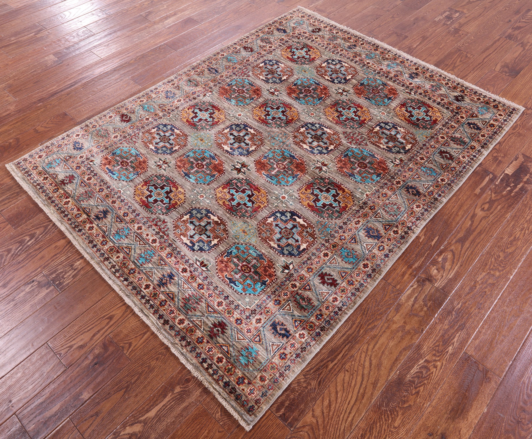 Turkmen Ersari Hand Knotted Wool Rug - 5' 0" X 6' 6" - Golden Nile