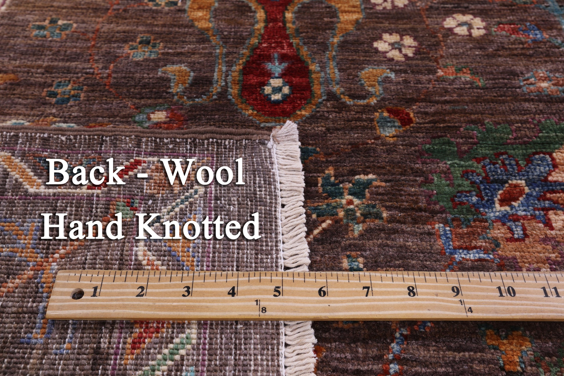 Brown Peshawar Hand Knotted Wool Rug - 4' 10" X 6' 10" - Golden Nile