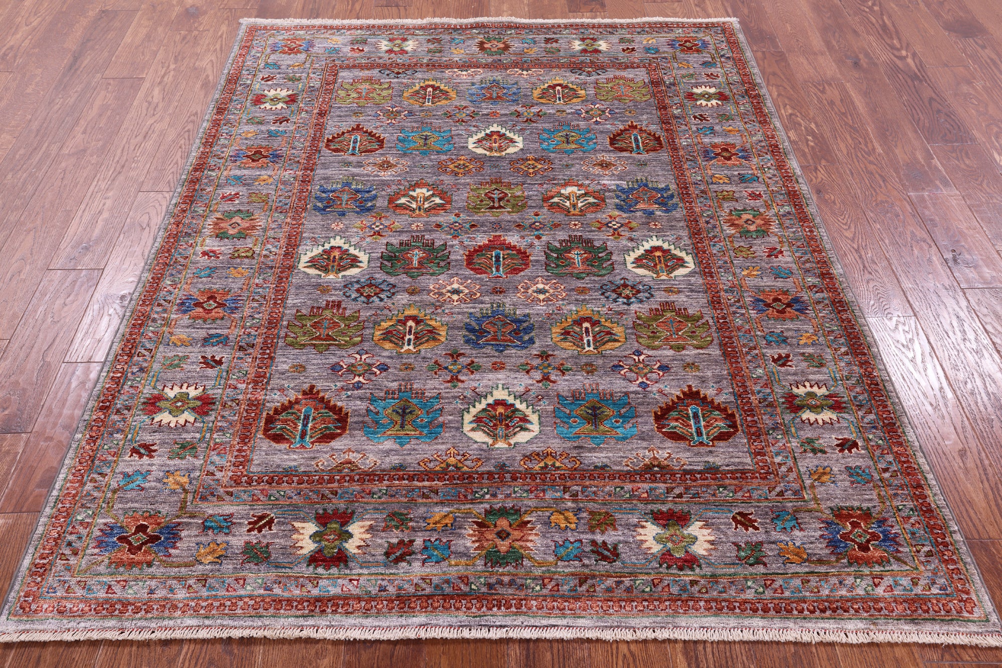 Turkmen Ersari Hand Knotted Wool Rug - 5' 2" X 6' 7" - Golden Nile