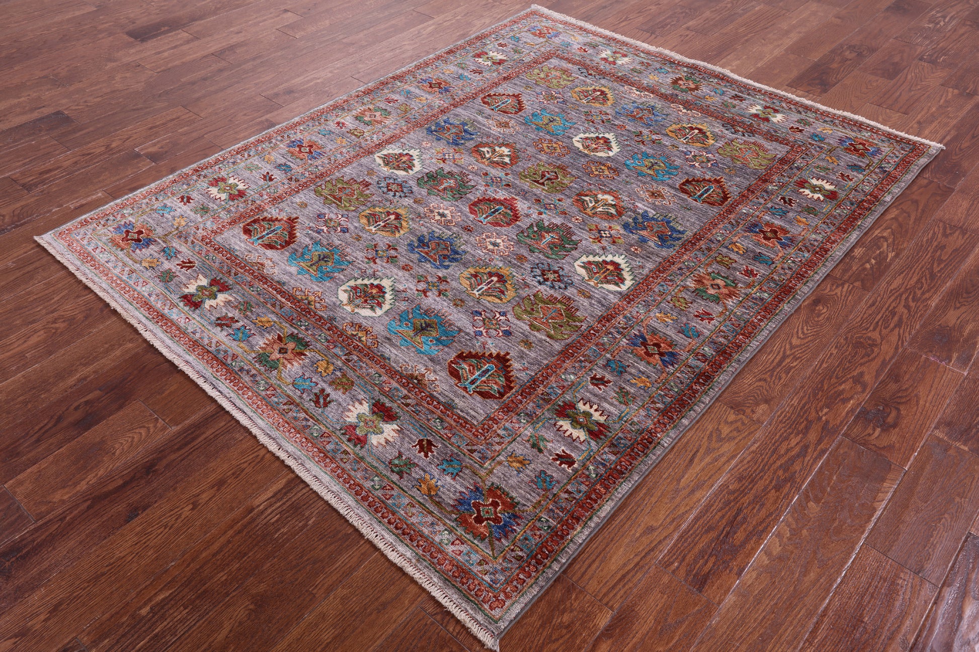 Turkmen Ersari Hand Knotted Wool Rug - 5' 2" X 6' 7" - Golden Nile