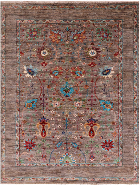 Peshawar Hand Knotted Wool Rug - 5' 1" X 6' 8" - Golden Nile