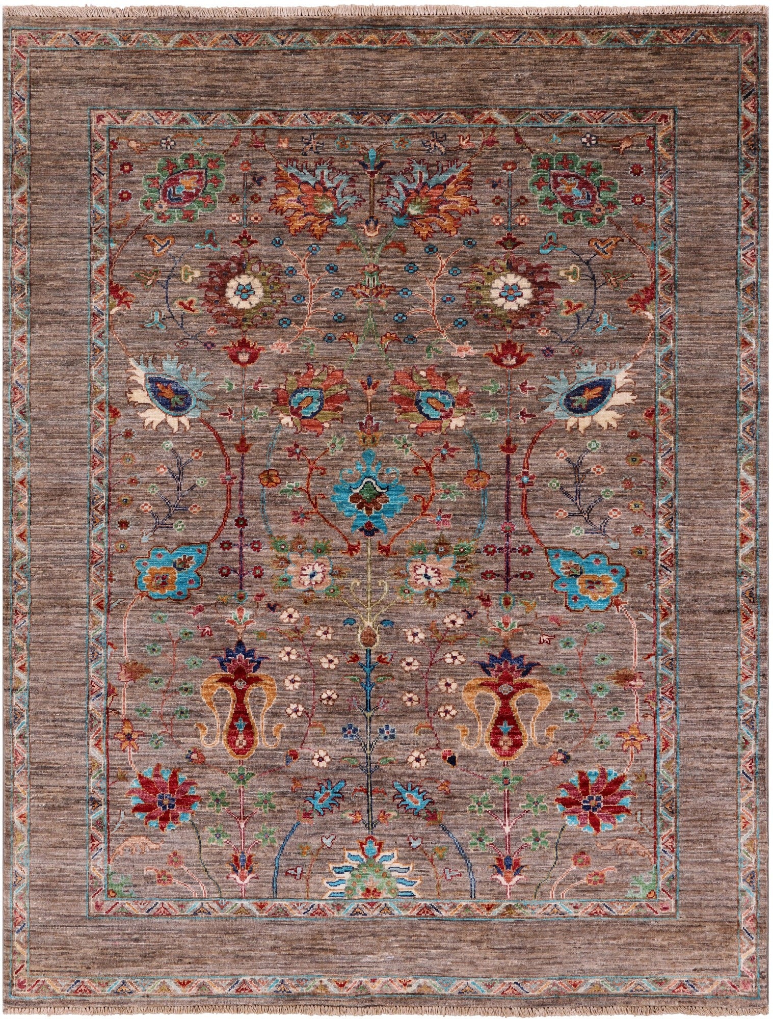 Peshawar Hand Knotted Wool Rug - 5' 1" X 6' 8" - Golden Nile