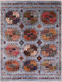Blue Turkmen Ersari Hand Knotted Wool Rug - 5' 1" X 6' 8" - Golden Nile