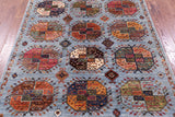 Blue Turkmen Ersari Hand Knotted Wool Rug - 5' 1" X 6' 8" - Golden Nile