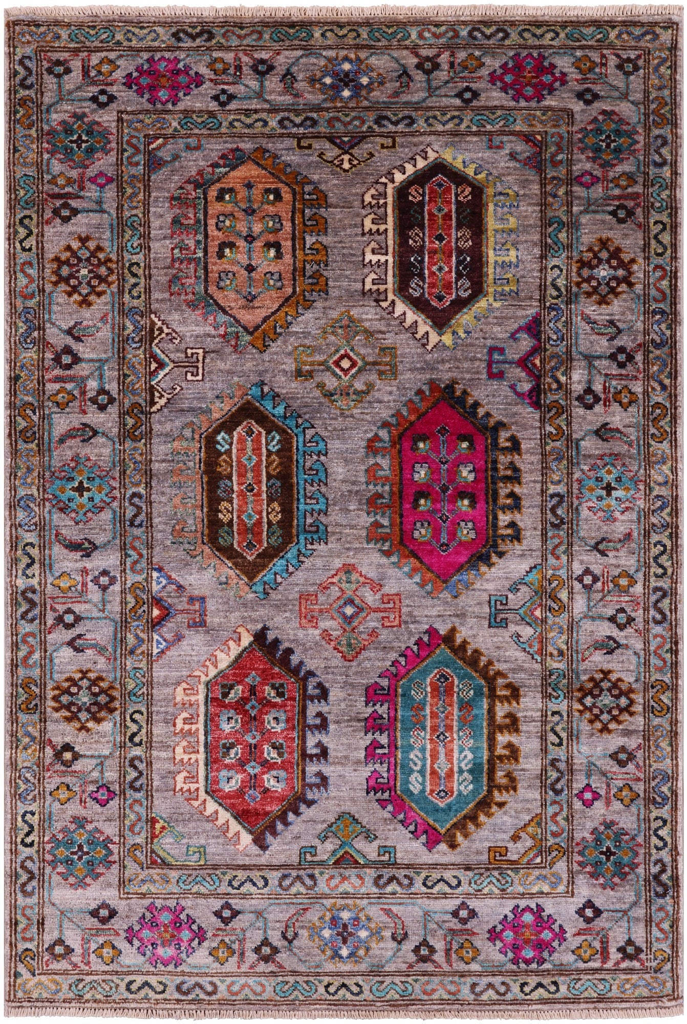 Turkmen Ersari Hand Knotted Wool Rug - 3' 5" X 5' 2" - Golden Nile
