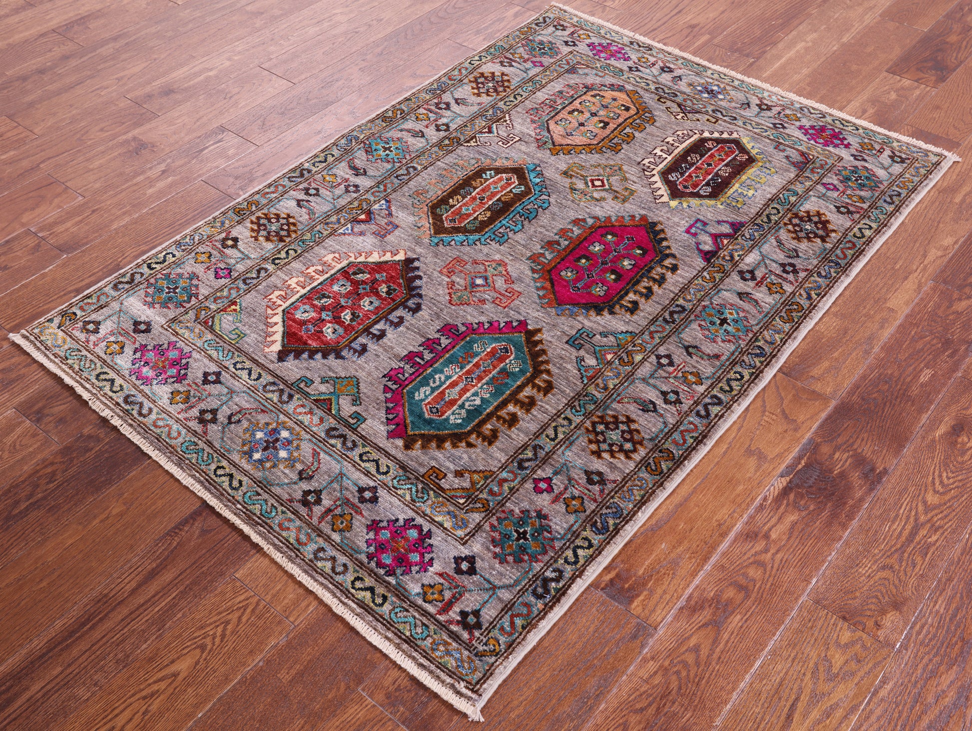 Turkmen Ersari Hand Knotted Wool Rug - 3' 5" X 5' 2" - Golden Nile