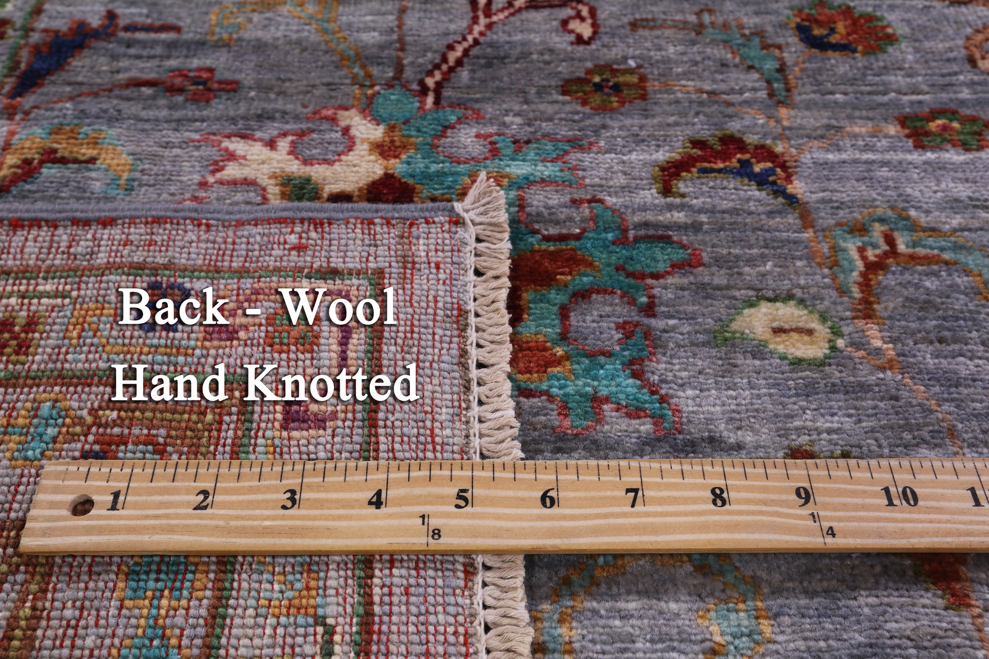 Grey Peshawar Hand Knotted Wool Rug - 5' 8" X 7' 8" - Golden Nile