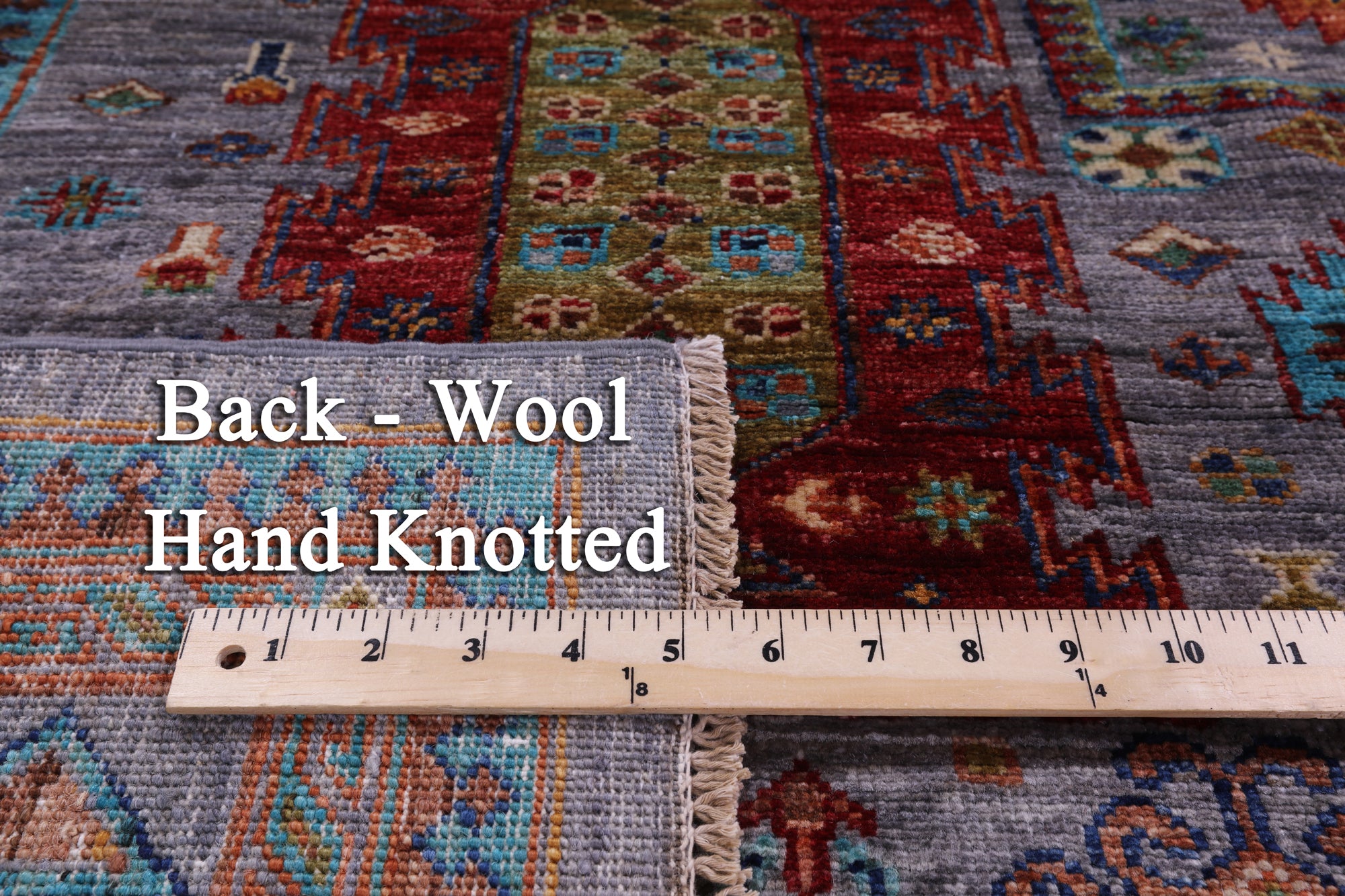 Grey Turkmen Ersari Hand Knotted Wool Rug - 5' 10" X 7' 9" - Golden Nile