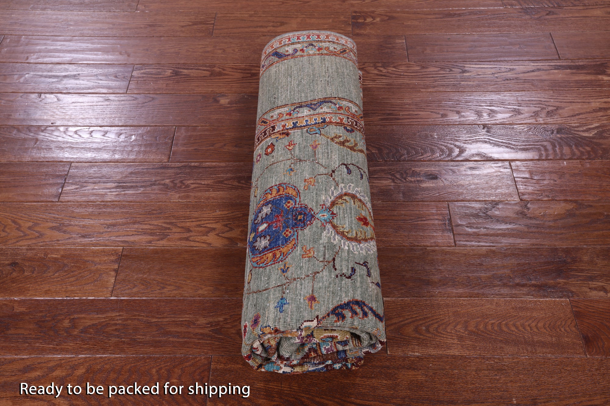 Green Peshawar Hand Knotted Wool Rug - 5' 7" X 8' 1" - Golden Nile