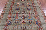 Green Peshawar Hand Knotted Wool Rug - 5' 7" X 8' 1" - Golden Nile