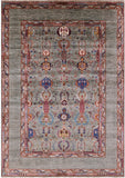 Green Peshawar Hand Knotted Wool Rug - 5' 7" X 8' 1" - Golden Nile