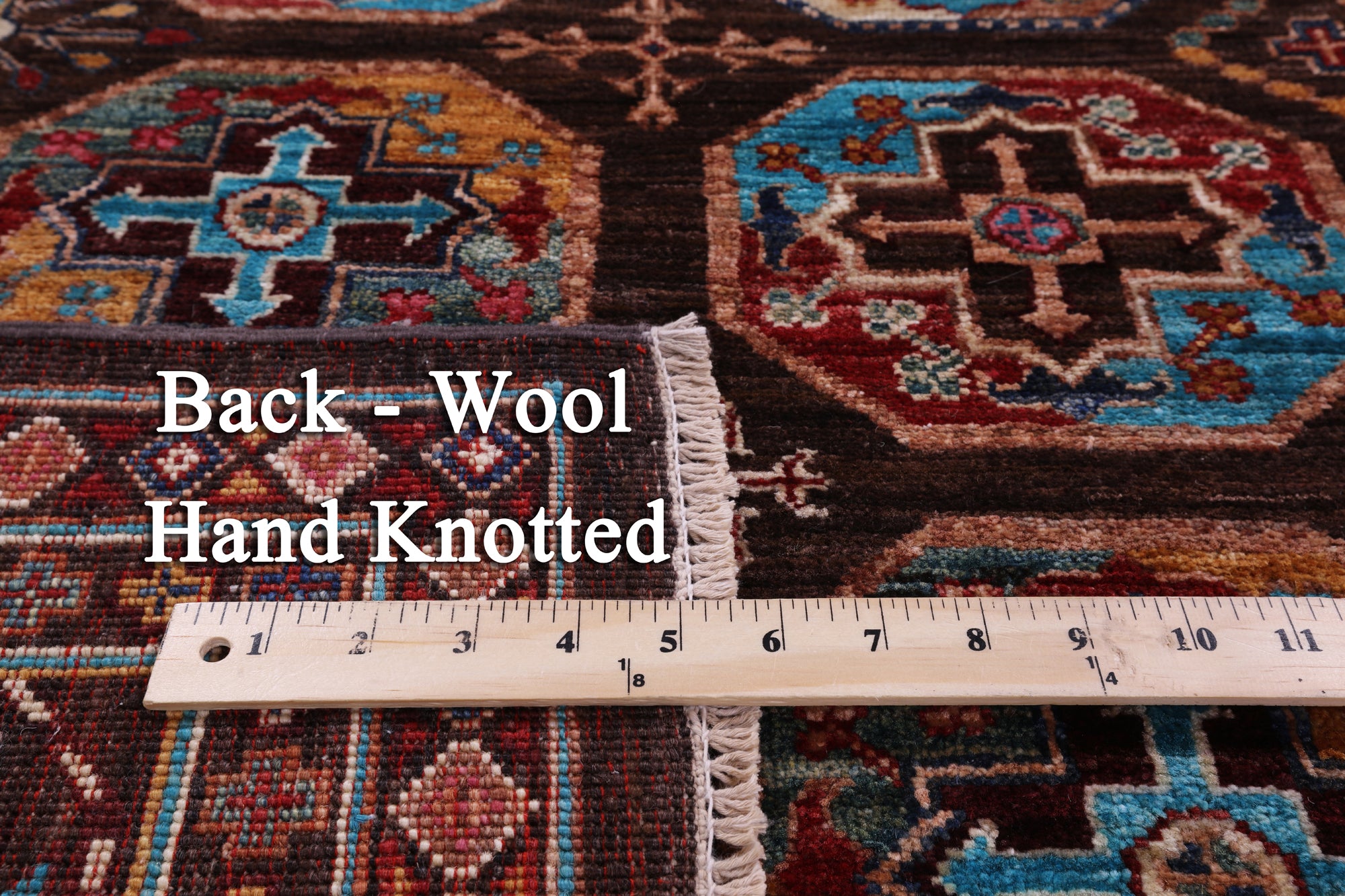 Brown Turkmen Ersari Hand Knotted Wool Rug - 5' 10" X 8' 1" - Golden Nile