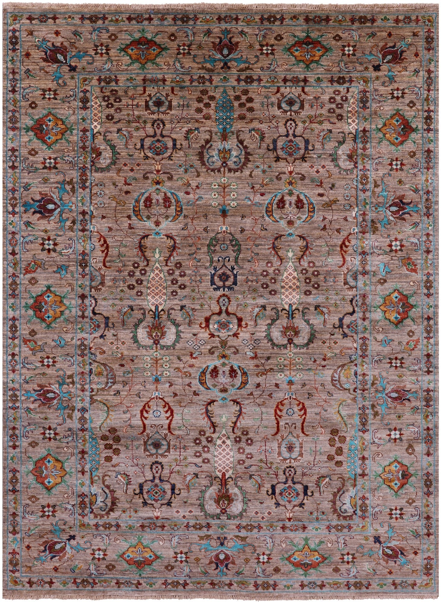 Peshawar Hand Knotted Wool Rug - 5' 9" X 7' 9" - Golden Nile