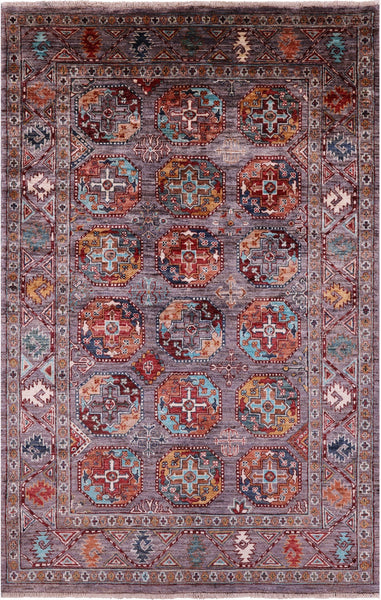 Turkmen Ersari Hand Knotted Wool Rug - 4' 2" X 6' 5" - Golden Nile