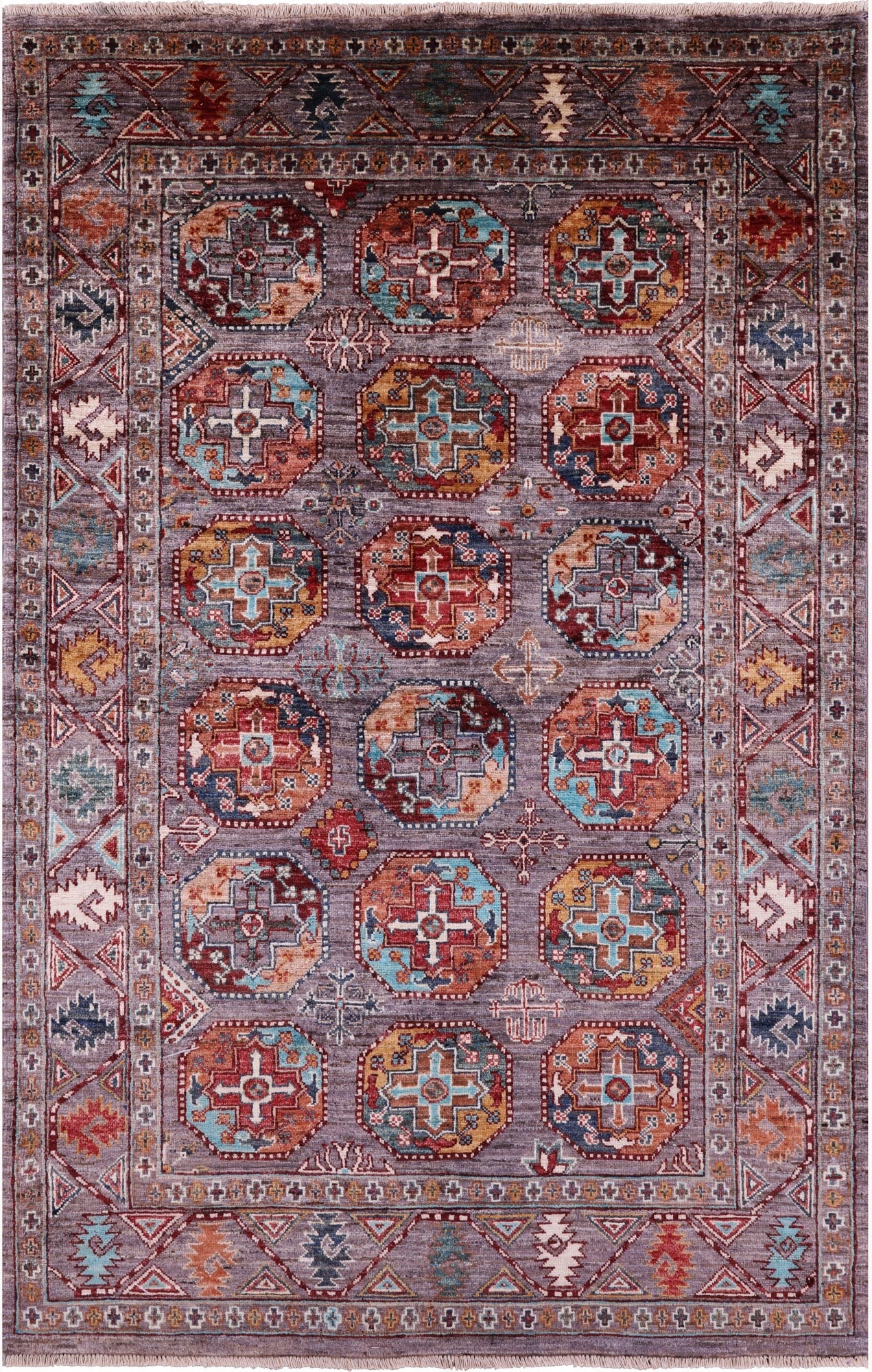 Turkmen Ersari Hand Knotted Wool Rug - 4' 2" X 6' 5" - Golden Nile