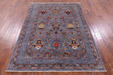 Grey Peshawar Hand Knotted Wool Rug - 5' 0" X 6' 8" - Golden Nile