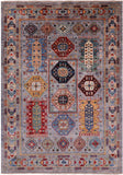 Grey Turkmen Ersari Hand Knotted Wool Rug - 4' 11" X 6' 11" - Golden Nile