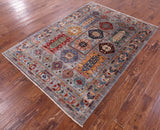 Grey Turkmen Ersari Hand Knotted Wool Rug - 4' 11" X 6' 11" - Golden Nile