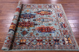 Blue Persian Fine Serapi Hand Knotted Wool Rug - 4' 11" X 6' 6" - Golden Nile
