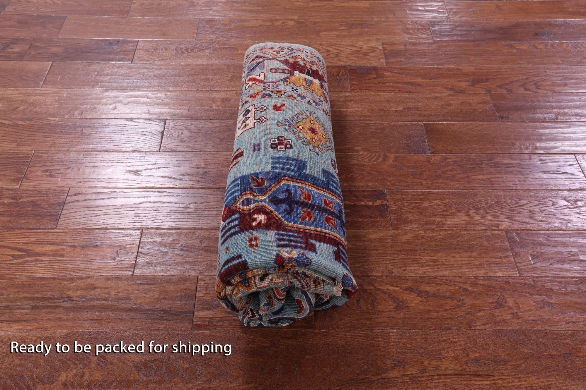 Blue Persian Fine Serapi Hand Knotted Wool Rug - 4' 11" X 6' 6" - Golden Nile