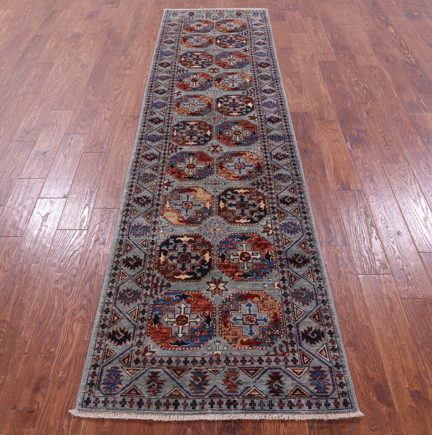 Turkmen Ersari Hand Knotted Wool Runner Rug - 2' 8" X 9' 9" - Golden Nile