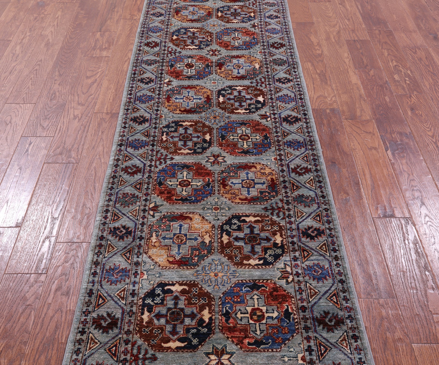 Turkmen Ersari Hand Knotted Wool Runner Rug - 2' 8" X 9' 9" - Golden Nile