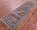Turkmen Ersari Hand Knotted Wool Runner Rug - 2' 8" X 9' 9" - Golden Nile