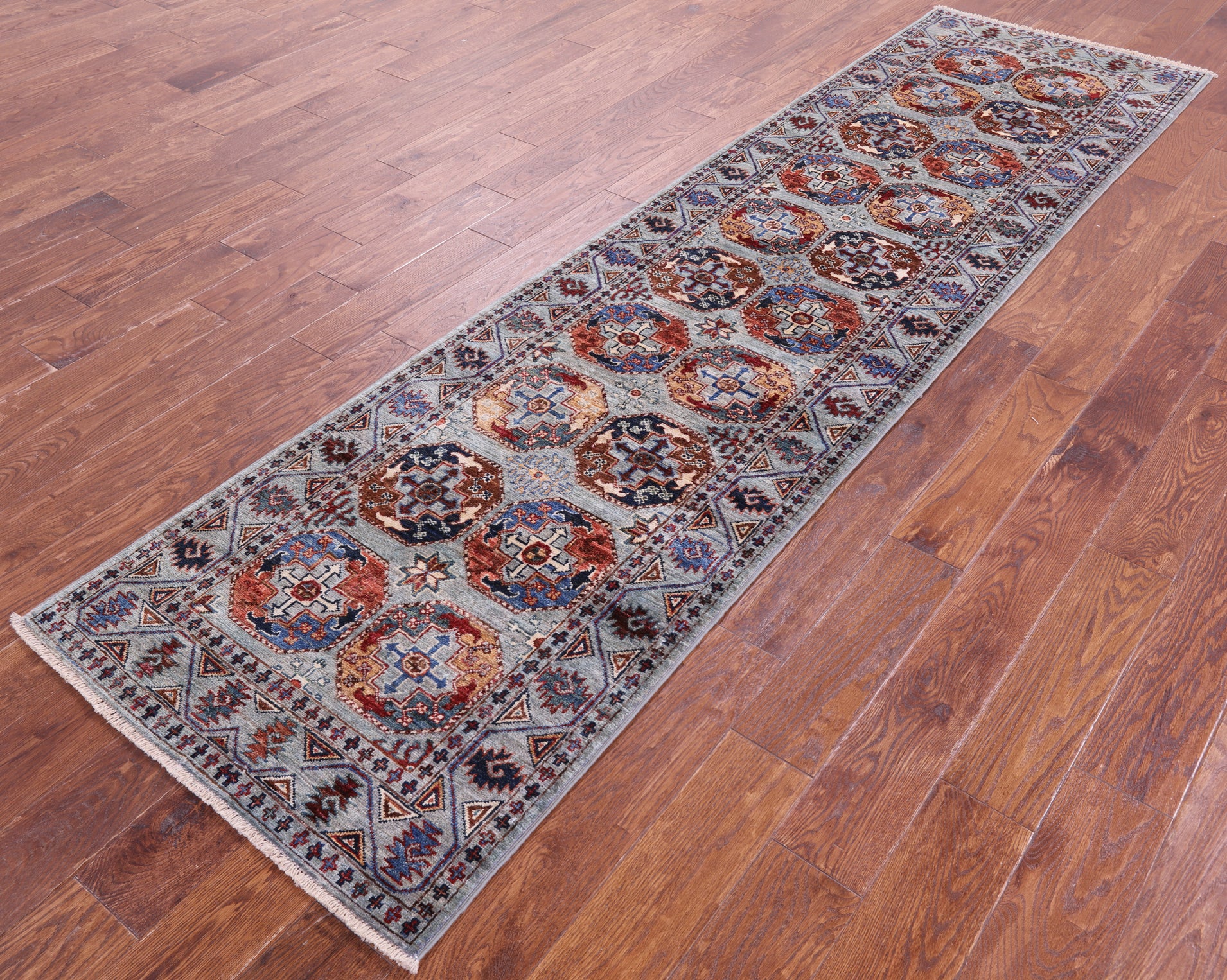 Turkmen Ersari Hand Knotted Wool Runner Rug - 2' 8" X 9' 9" - Golden Nile