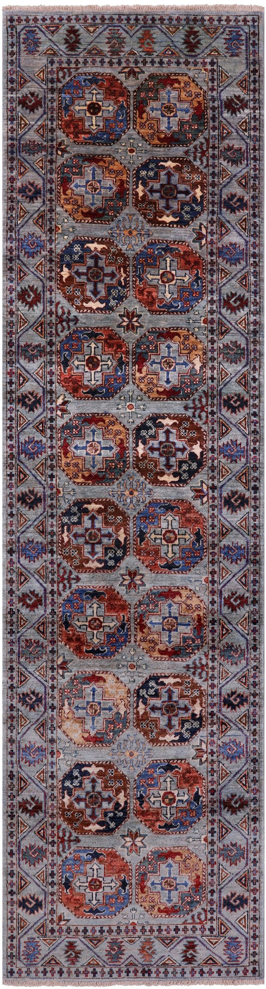 Turkmen Ersari Hand Knotted Wool Runner Rug - 2' 8" X 9' 9" - Golden Nile