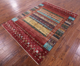 Tribal Persian Gabbeh Hand Knotted Wool Rug - 5' 9" X 7' 11" - Golden Nile
