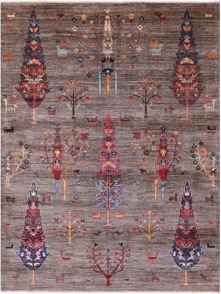 Tribal Persian Gabbeh Hand Knotted Wool Rug - 5' 11" X 8' 0" - Golden Nile