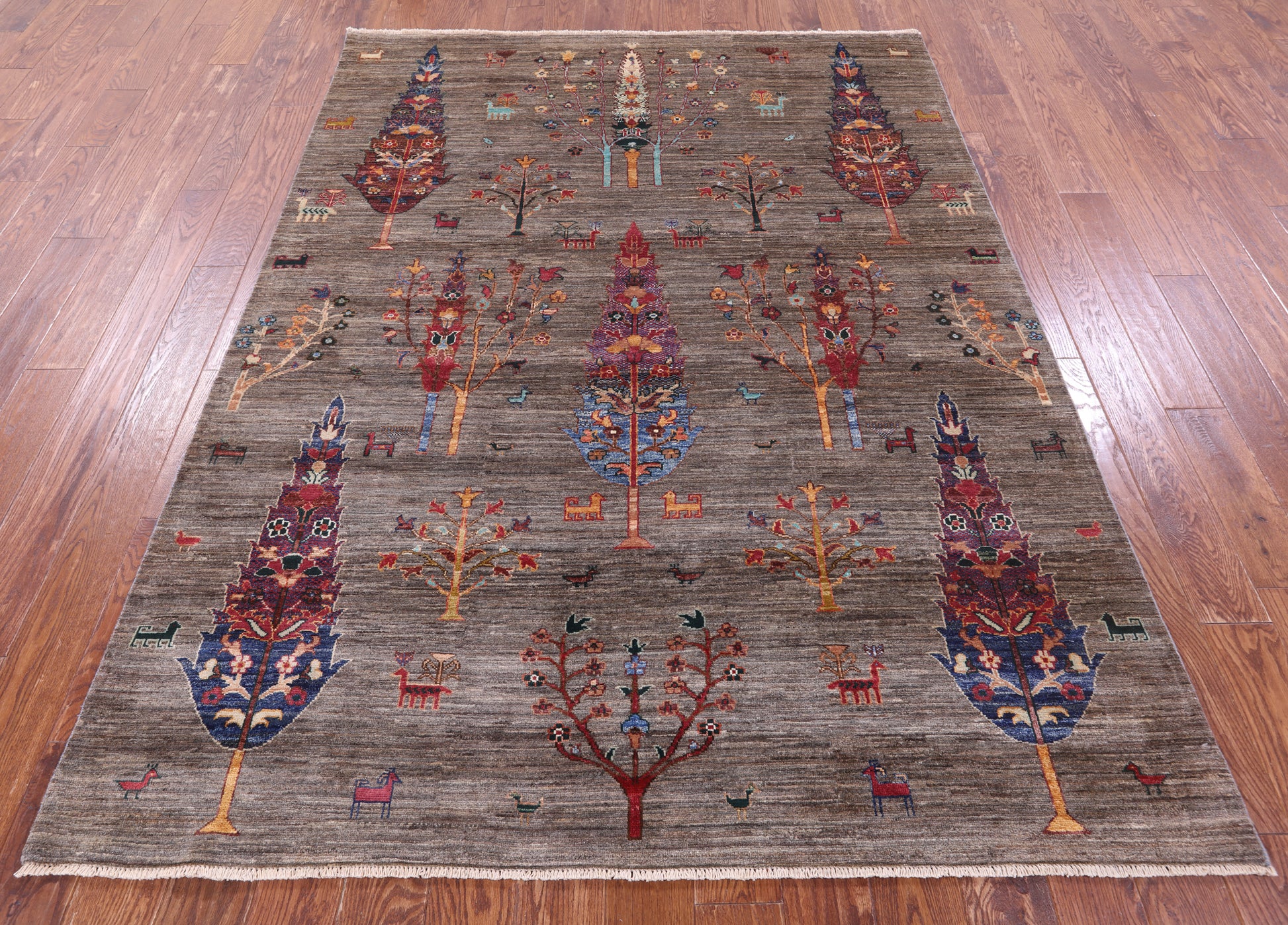 Tribal Persian Gabbeh Hand Knotted Wool Rug - 5' 11" X 8' 0" - Golden Nile
