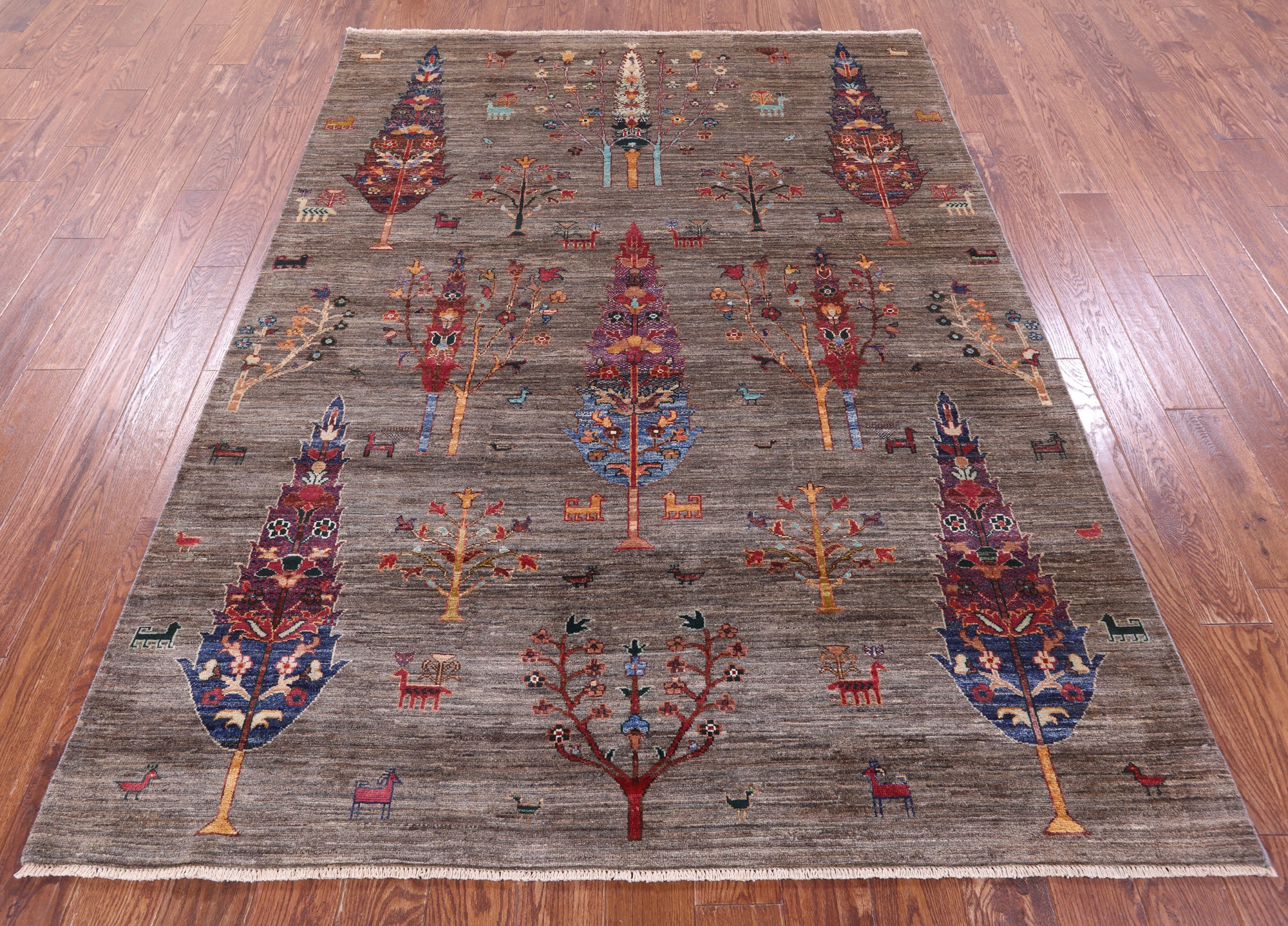 Tribal Persian Gabbeh Hand Knotted Wool Rug - 5' 11" X 8' 0" - Golden Nile
