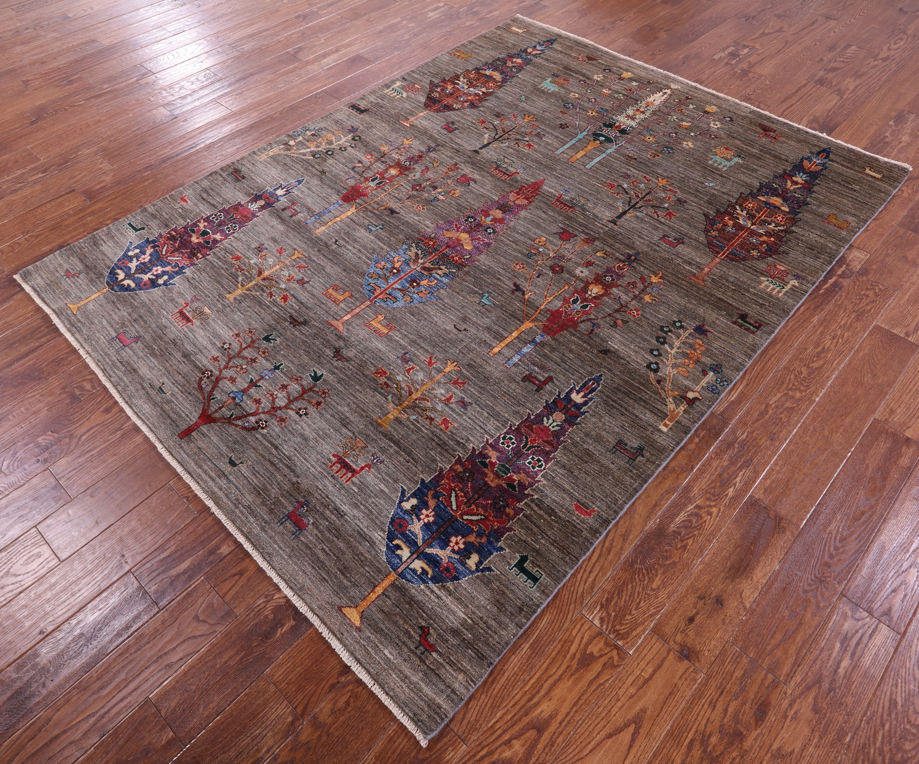 Tribal Persian Gabbeh Hand Knotted Wool Rug - 5' 11" X 8' 0" - Golden Nile