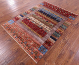 Tribal Persian Gabbeh Hand Knotted Wool Rug - 4' 11" X 6' 8" - Golden Nile