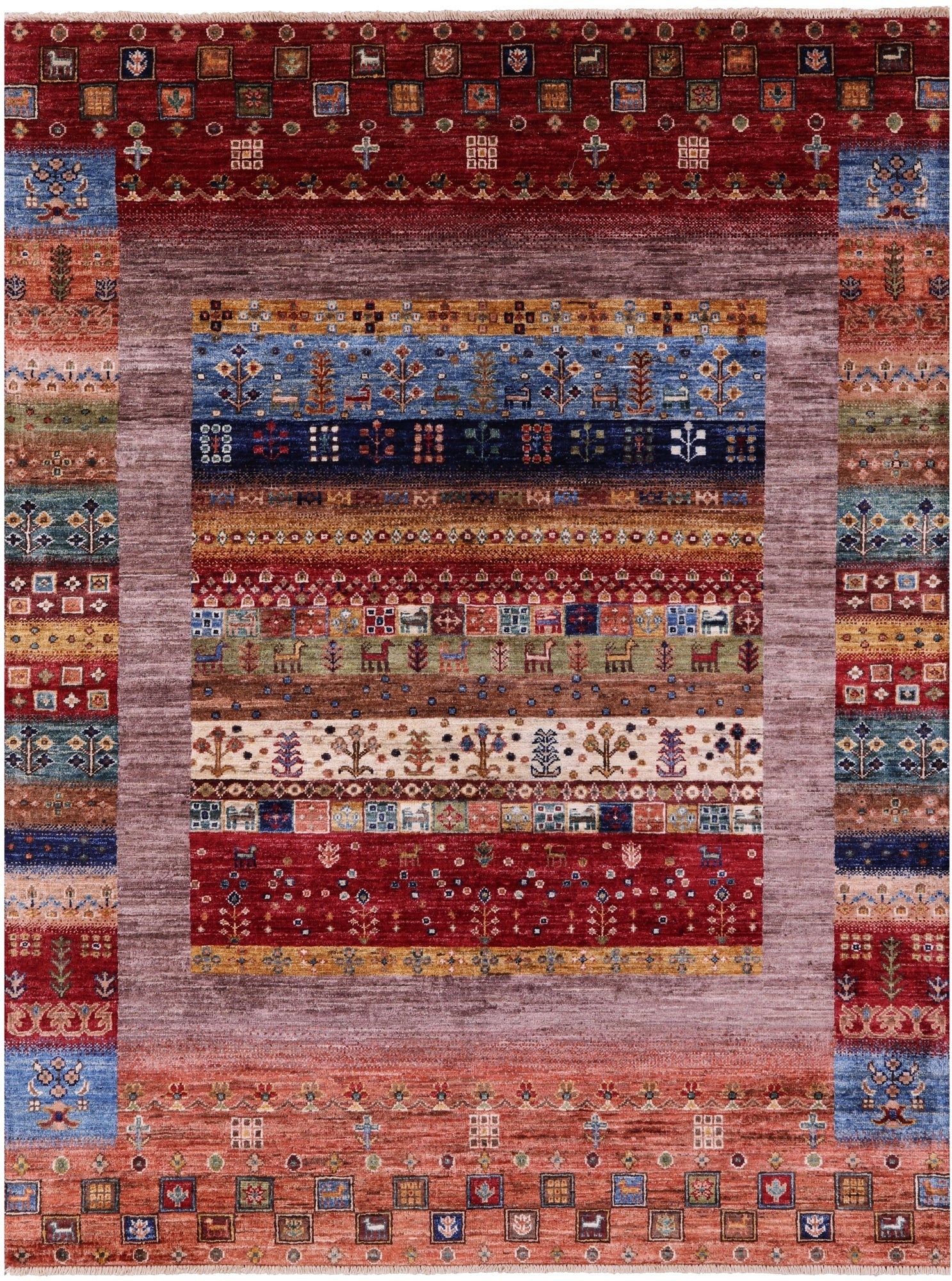 Tribal Persian Gabbeh Hand Knotted Wool Rug - 4' 11" X 6' 8" - Golden Nile