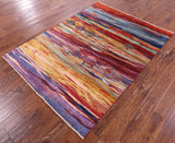 Tribal Persian Gabbeh Hand Knotted Wool Rug - 4' 11" X 6' 7" - Golden Nile