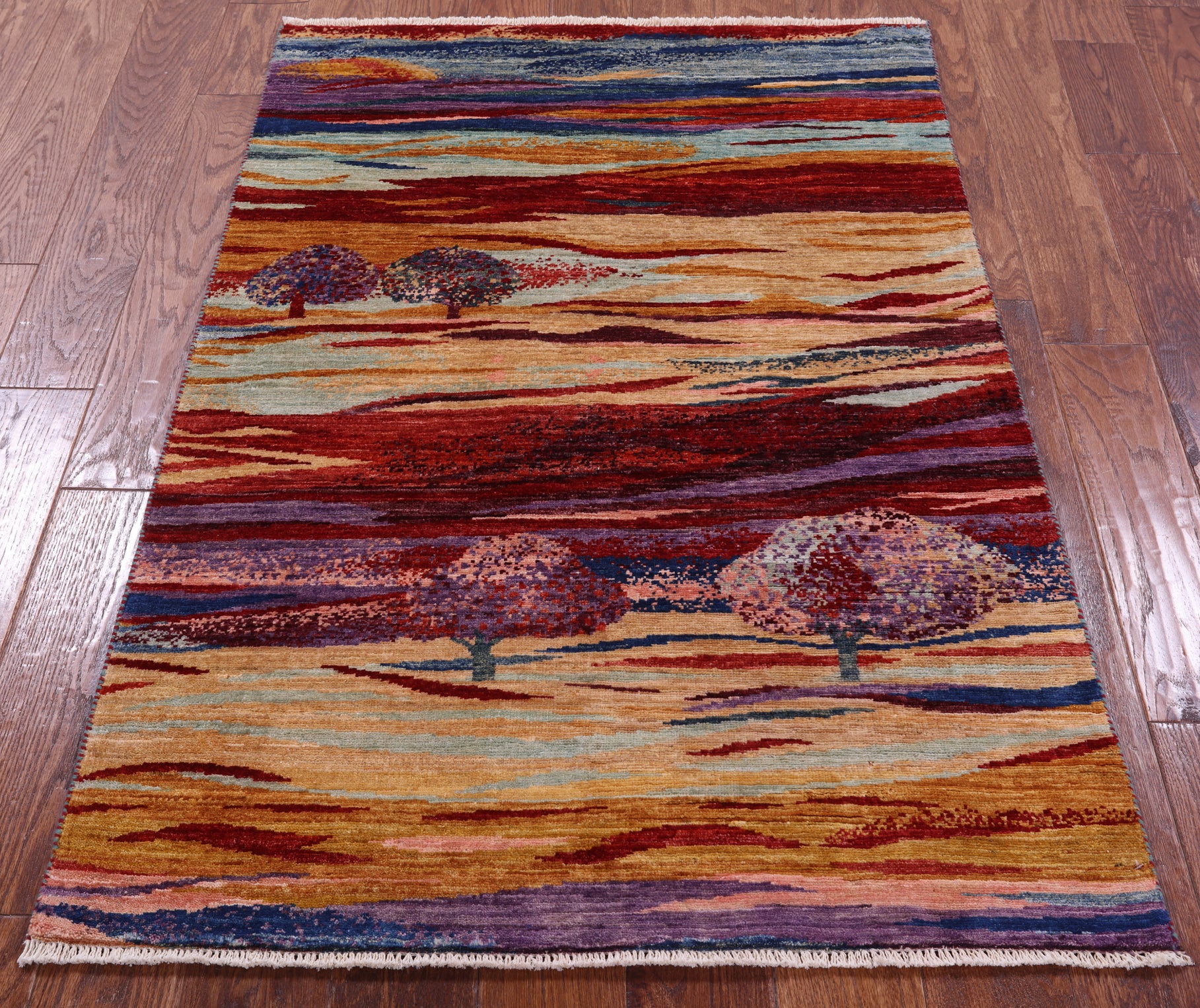 Persian Tribal Gabbeh Hand Knotted Wool Rug - 3' 4" X 4' 10" - Golden Nile
