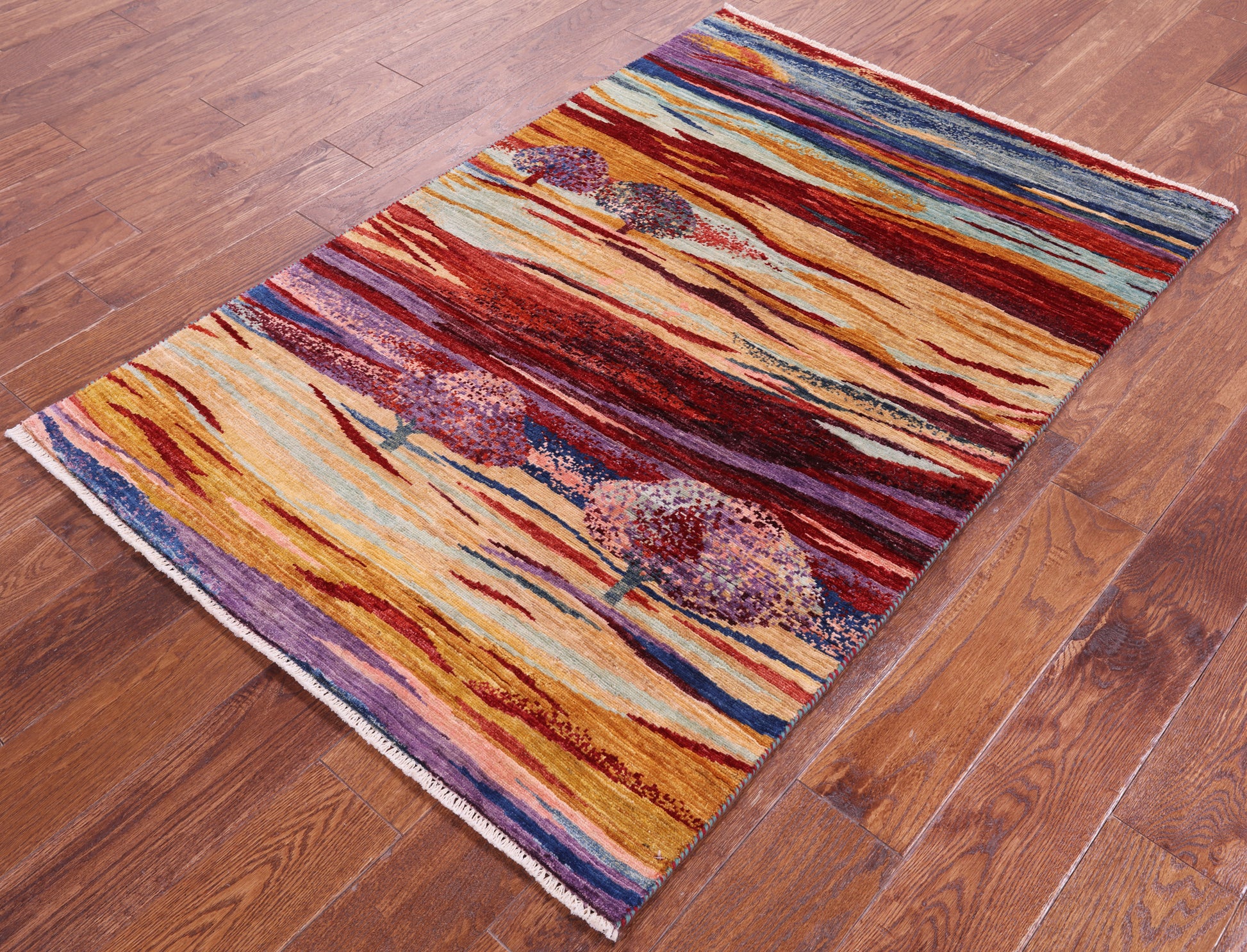 Persian Tribal Gabbeh Hand Knotted Wool Rug - 3' 4" X 4' 10" - Golden Nile