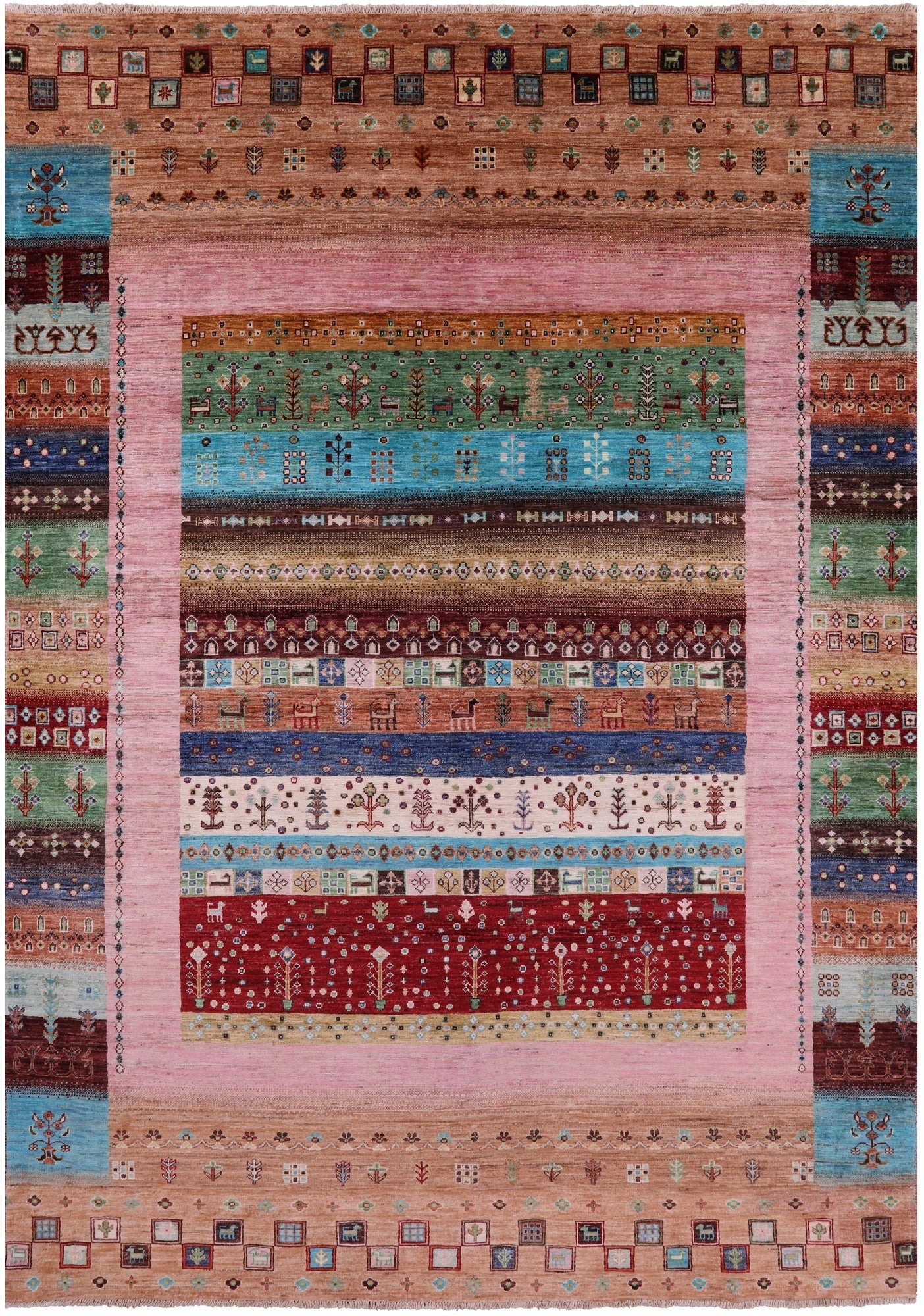 Tribal Persian Gabbeh Hand Knotted Wool Rug - 6' 10" X 9' 11" - Golden Nile