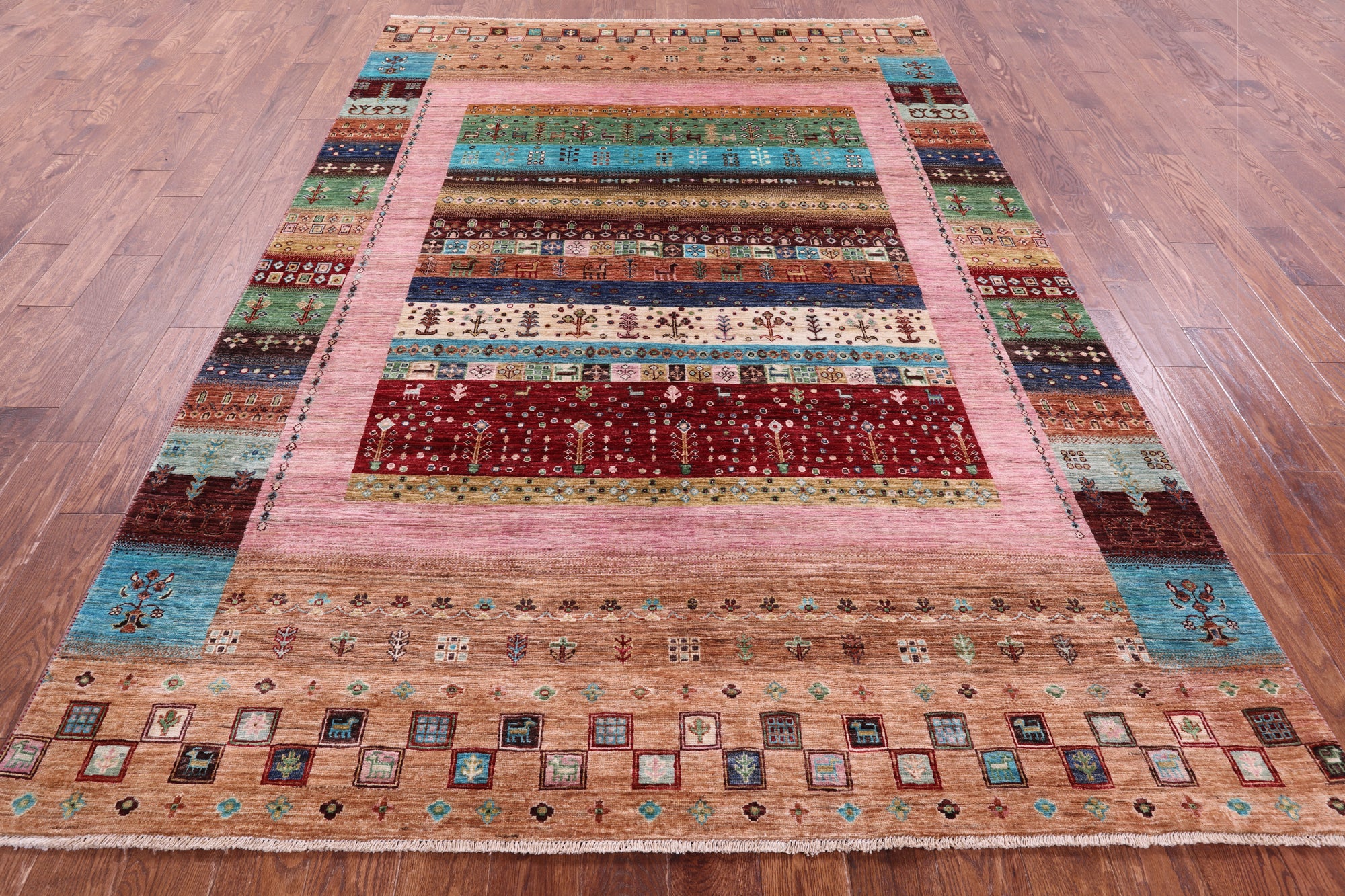 Tribal Persian Gabbeh Hand Knotted Wool Rug - 6' 10" X 9' 11" - Golden Nile