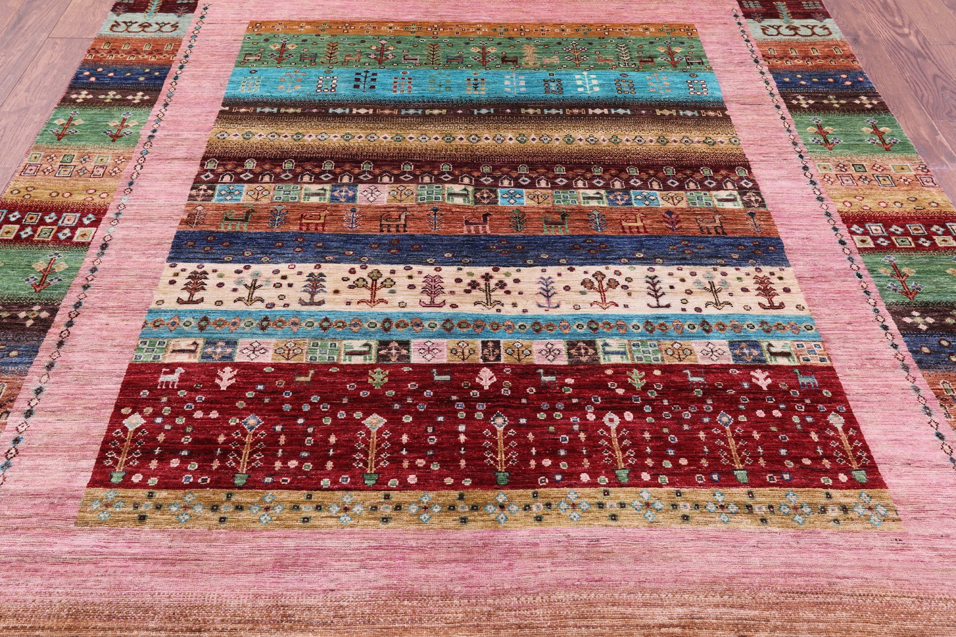 Tribal Persian Gabbeh Hand Knotted Wool Rug - 6' 10" X 9' 11" - Golden Nile