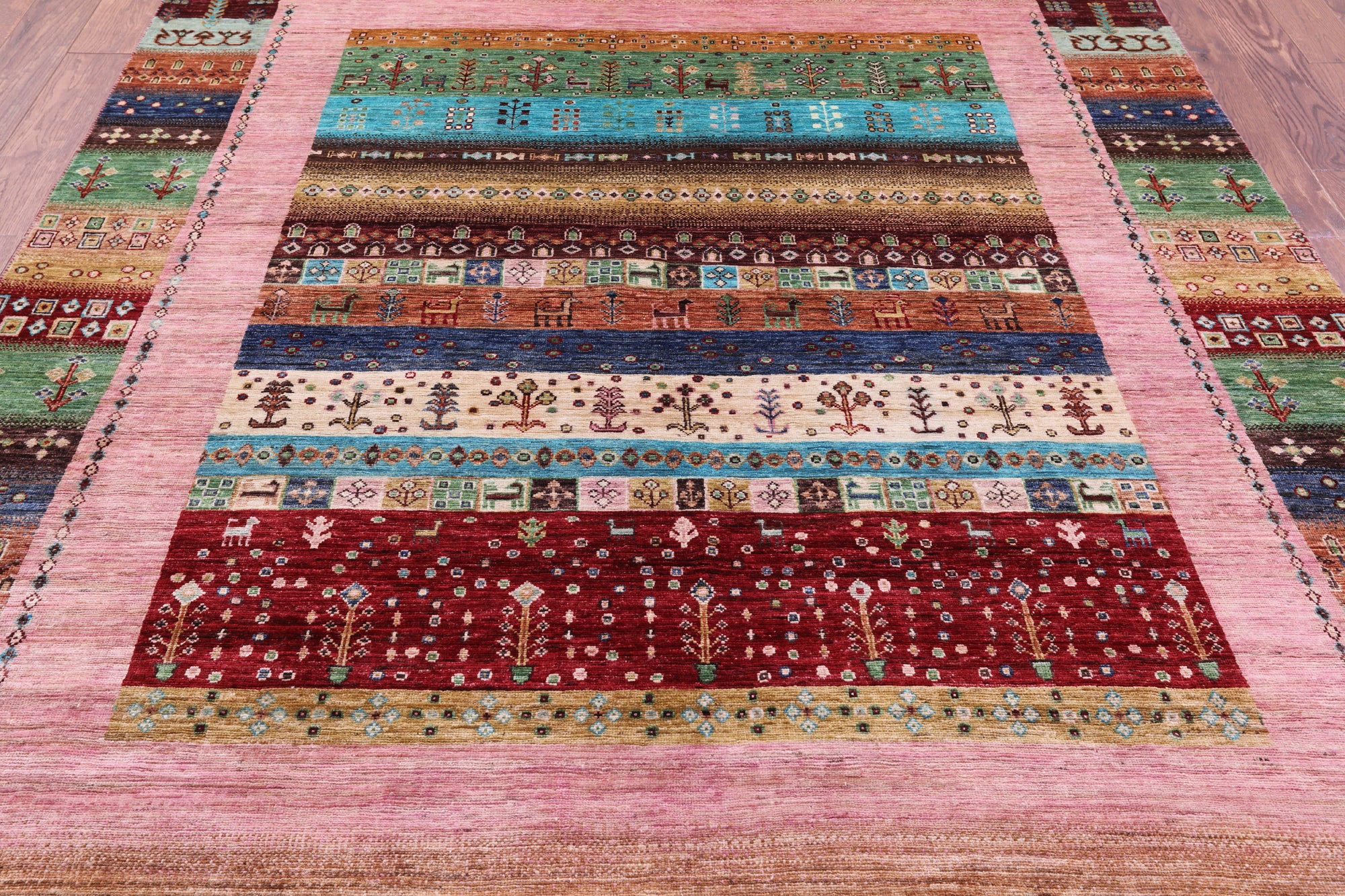 Tribal Persian Gabbeh Hand Knotted Wool Rug - 6' 10" X 9' 11" - Golden Nile