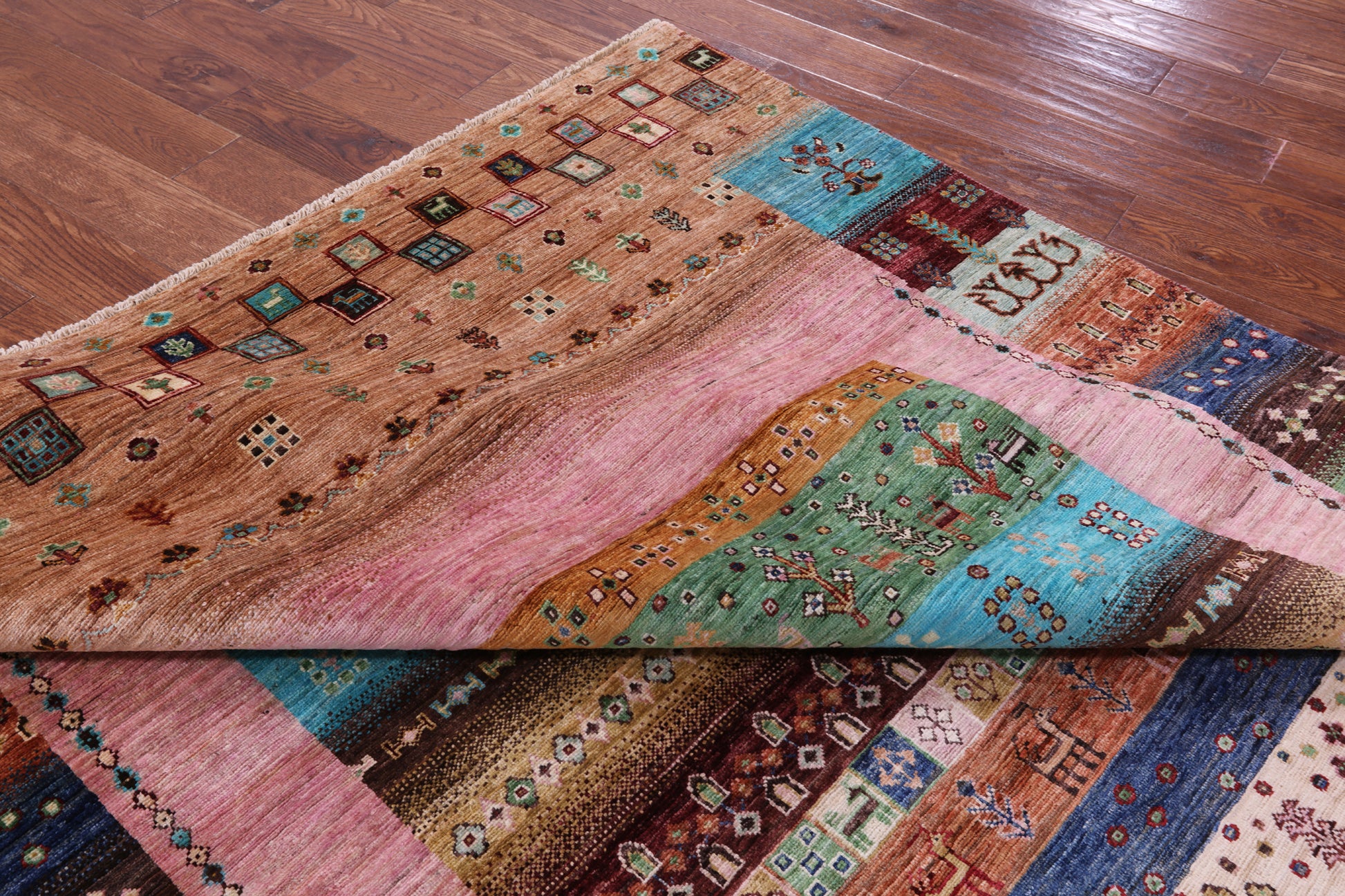 Tribal Persian Gabbeh Hand Knotted Wool Rug - 6' 10" X 9' 11" - Golden Nile