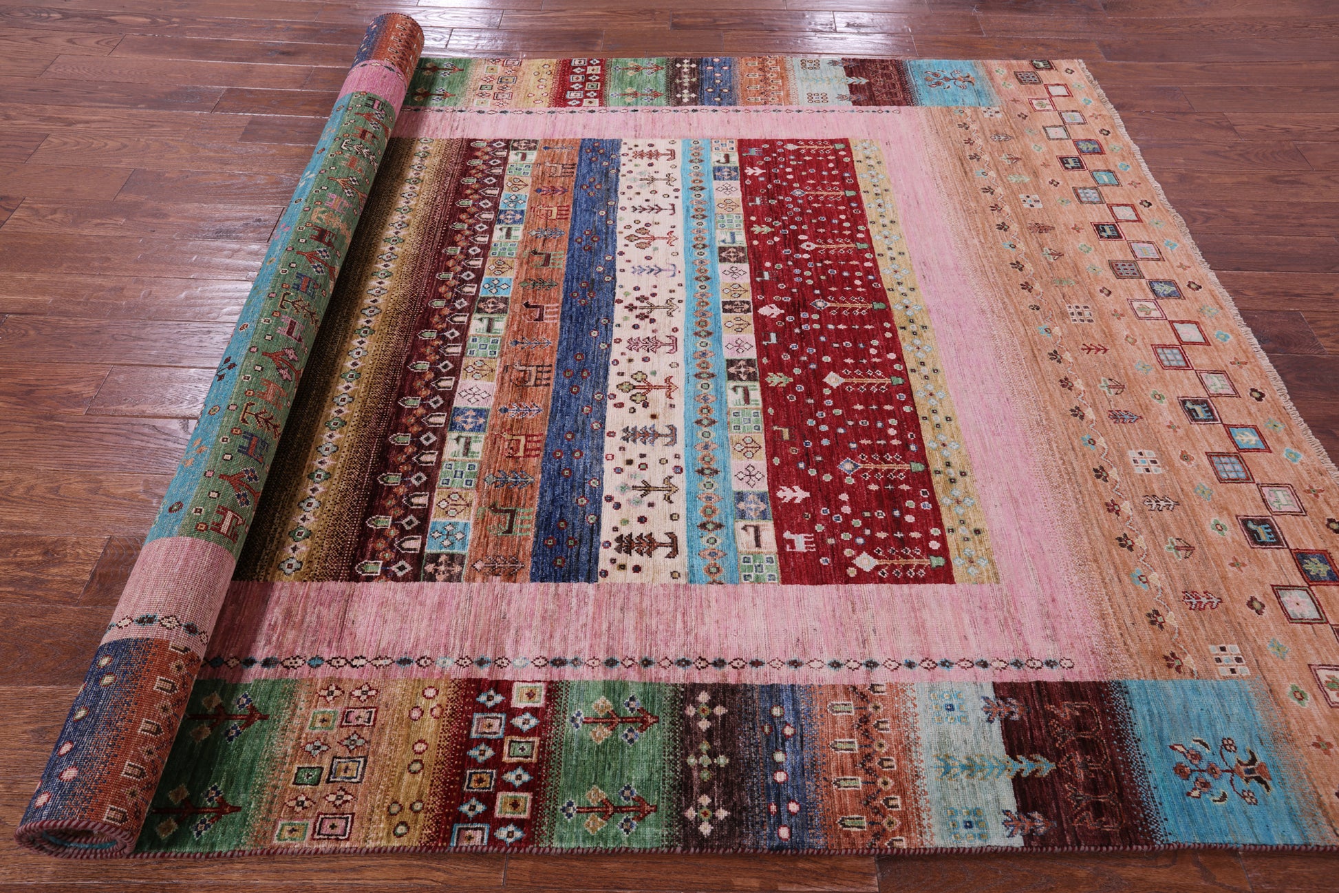 Tribal Persian Gabbeh Hand Knotted Wool Rug - 6' 10" X 9' 11" - Golden Nile