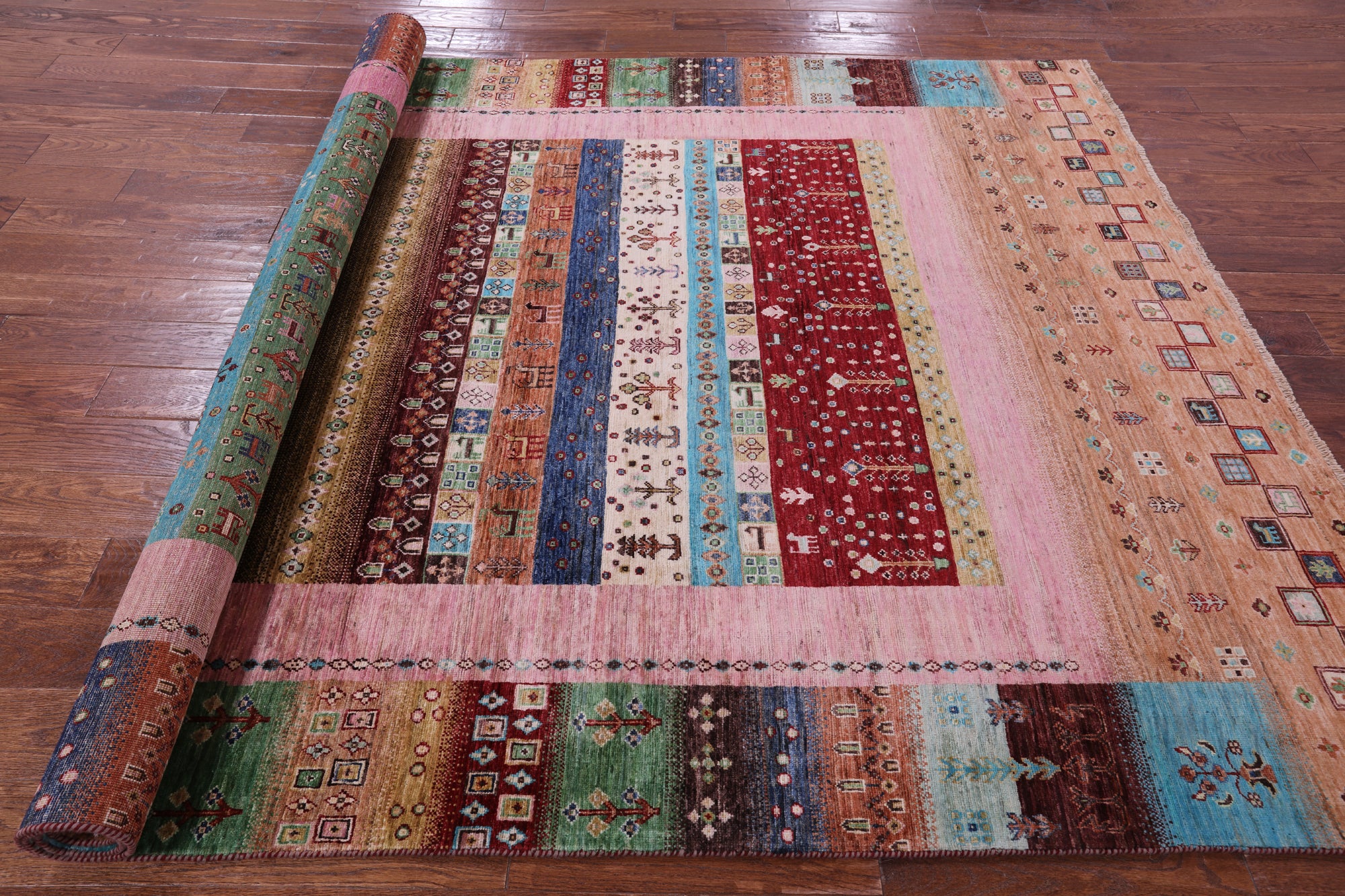 Tribal Persian Gabbeh Hand Knotted Wool Rug - 6' 10" X 9' 11" - Golden Nile
