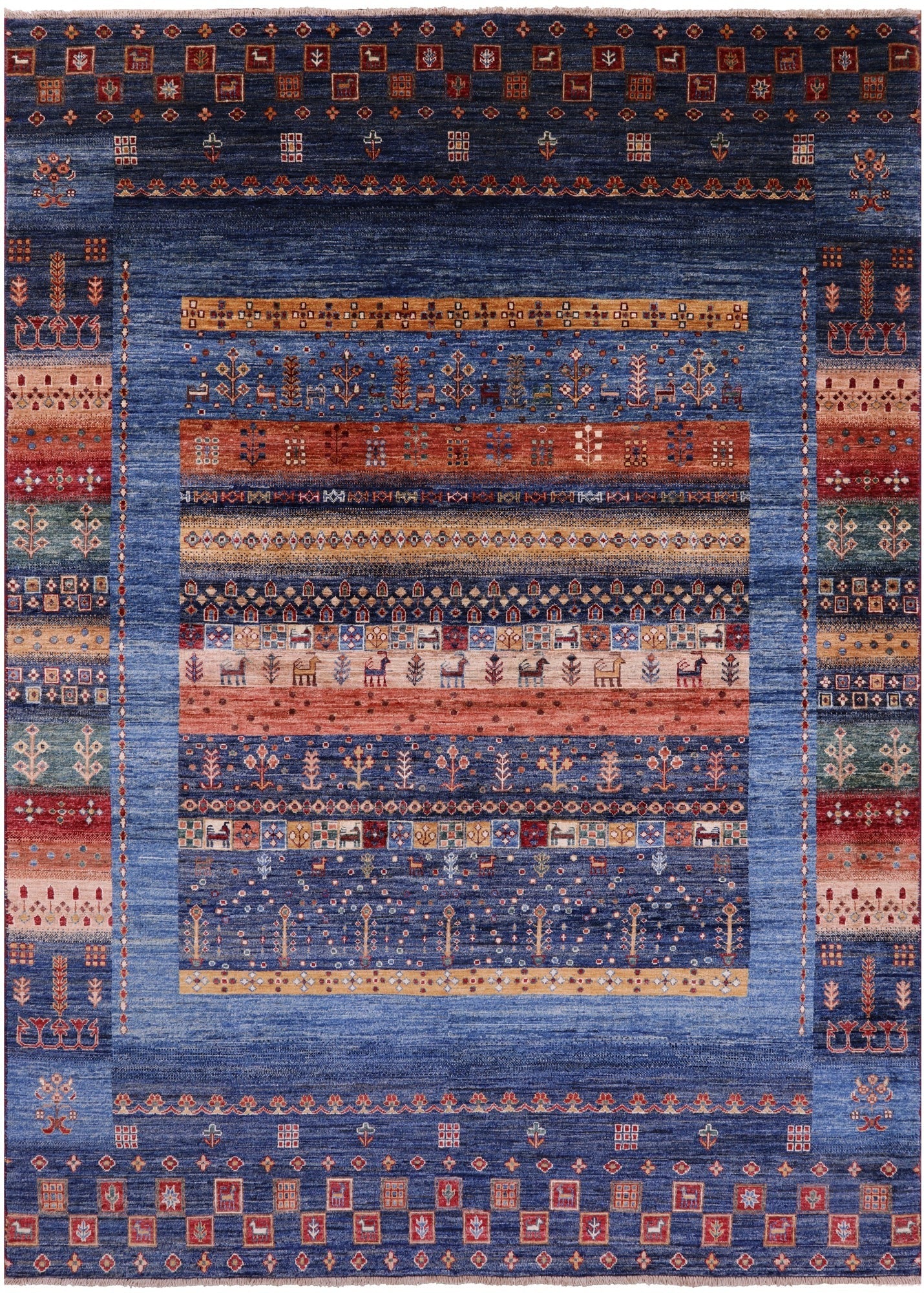 Tribal Persian Gabbeh Hand Knotted Wool Rug - 6' 9" X 9' 7" - Golden Nile
