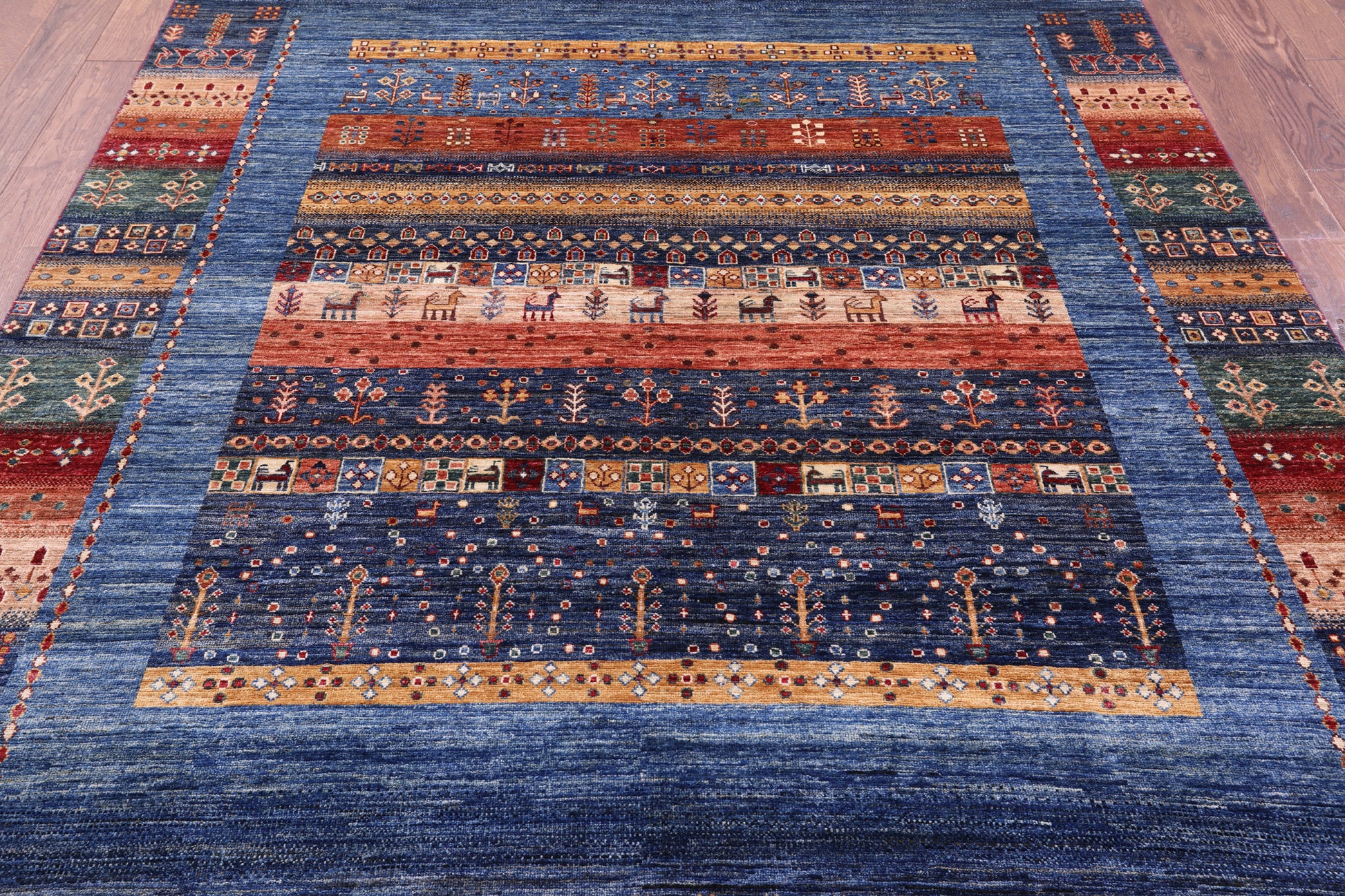 Tribal Persian Gabbeh Hand Knotted Wool Rug - 6' 9" X 9' 7" - Golden Nile